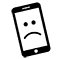 Icon of a smartphone with a sad face